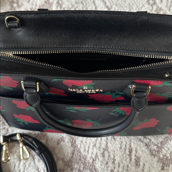 Kate Spade Black and Red Rose purse - Picture 3 of 7